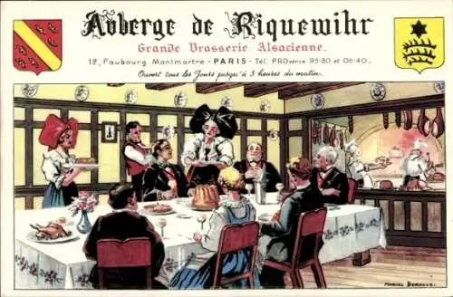 Künstler Ak Paris IX., Auberge de Riquewihr, Grande Brasserie Alsacienne, Faubourg Montmartre