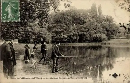 Ak Garches Hauts de Seine, Park Villeneuve-l’Etang, Fischer