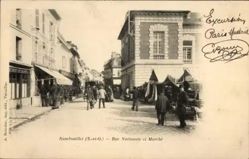 Ak Rambouillet-Yvelines, Rue Nationale und Markt