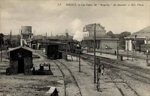 Ak Melun Seine et Marne, La Gare le Rapide de Savoie