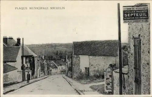 Ak Septeuil Yvelines Frankreich, Michelin-Stadtplakette, Straßenansicht