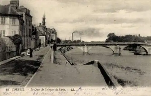 Ak Corbeil Essonne, Der Quai de l’Aport de Paris