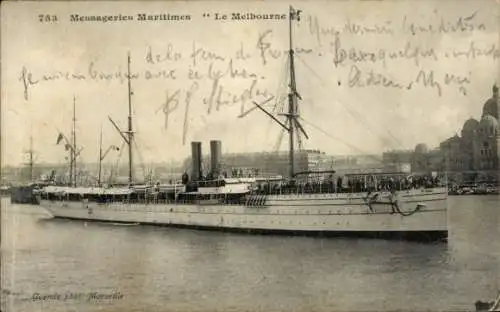 Ak Messageries Maritimes, Le Melbourne, Dampfer