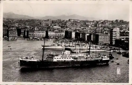 Ak Marseille Bouches du Rhône, Alter Hafen vom Transporter, Dampfer aus gesehen