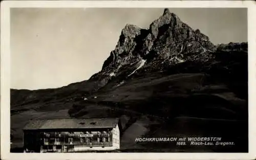 Ak Hochkrumbach Warth im Lechtal Vorarlberg, Gasthof mit Widderstein