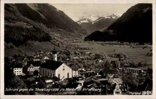 Ak Schruns in Vorarlberg, Blick gegen die Sivrettagruppe