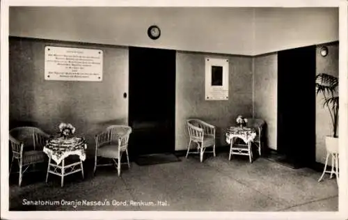 Ak Renkum Gelderland, Sanatorium Oranje Nassau Ooord, Hall