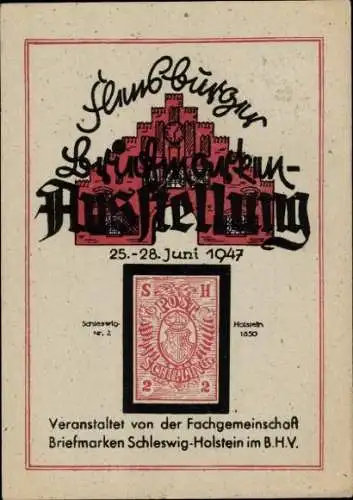 Briefmarken Ak Flensburg in Schleswig Holstein, Briefmarken Ausstellung 1947