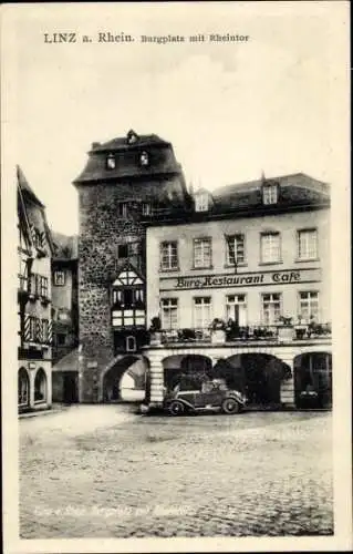 Ak Linz am Rhein, Burgplatz mit Rheintor