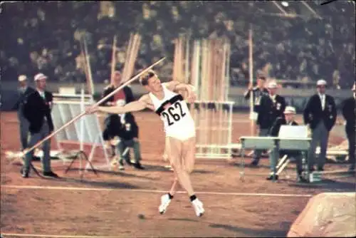 Ak XVIII. Olympische Spiele Tokio 1964, Leichtatlethik, Zehnkampf, Speerwurf, Hans Joachim Walde