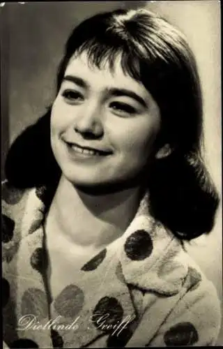 Ak Schauspielerin Dietlinde Greiff, Portrait, Film Schritt für Schritt