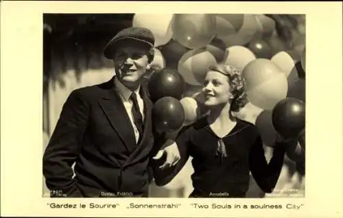 Ak Schauspieler Gustav Fröhlich, Schauspielerin Annabella, Portrait, Luftballons