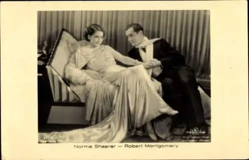 Ak Schauspielerin Norma Shearer, Schauspieler Robert Montgomery, Filmszene