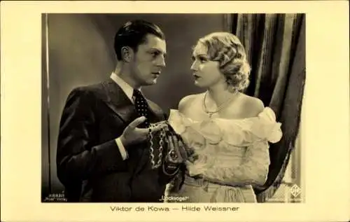 Schauspieler Viktor de Kowa und Hilde Weisner in Filmszene aus Lockvogel, Ross Verlag 8883/1