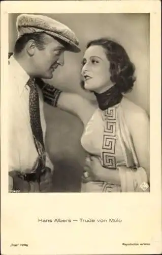 Ak Schauspieler Hans Albers, Schauspielerin Trude von Molo, Ross