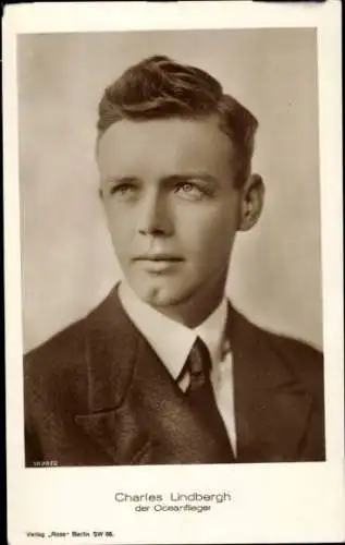 Ak Pilot Charles Lindbergh, Portrait, Atlantiküberquerung