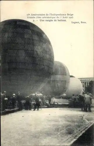 Ak Grande Fete aerostatisch 1905, Eine Reihe von Luftballons, Jahrestag der Unabhängigkeit Belgiens