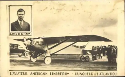 Ak American Aviator Lindberg, Gewinner des Atlantic