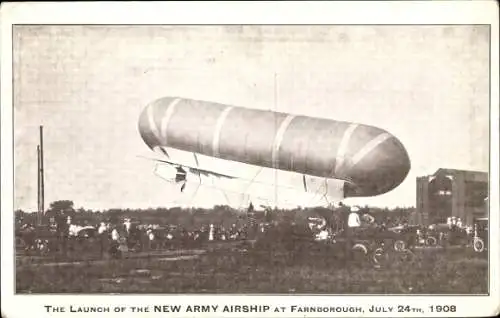 Ak-Start des neuen Armee-Luftschiffs in Farnborough, 1908