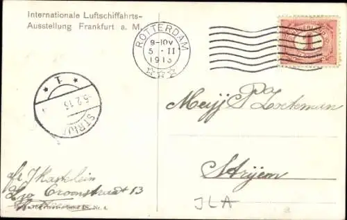 Künstler Ak Frankfurt am Main, Internationale Luftfahrtausstellung, Zeppelin