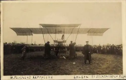 Foto Ak M. Paulhans-Flugzeug, Flug von London nach Manchester
