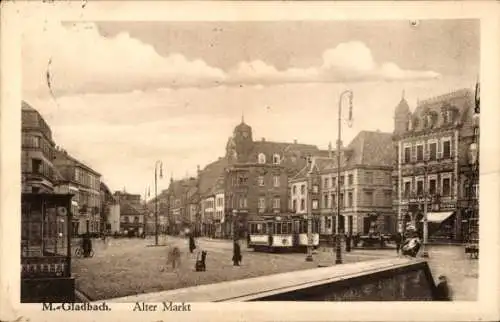 Ak Mönchengladbach am Niederrhein, Alter Markt, Straßenbahn