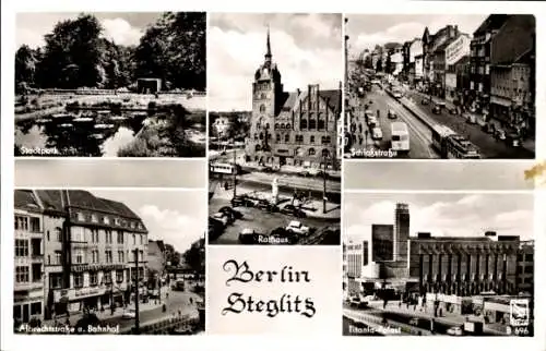 Ak Berlin Steglitz, Stadtpark, Rathaus, Schlossstraße, Bahnhof, Titania Palast, Klinke & Co. B 696