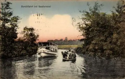 Ak Berlin Reinickendorf Tegel Saatwinkel, Durchfahrt, Boote