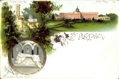 Litho Potsdam in Brandenburg, Friedenskirche, Neues Palais, Mausoleum