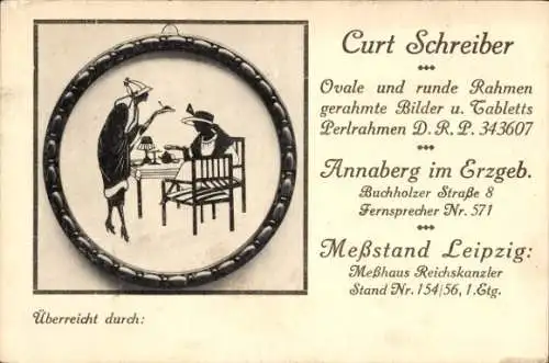 Ak Curt Schreiber, Ovale und runde Rahmen, Reklame