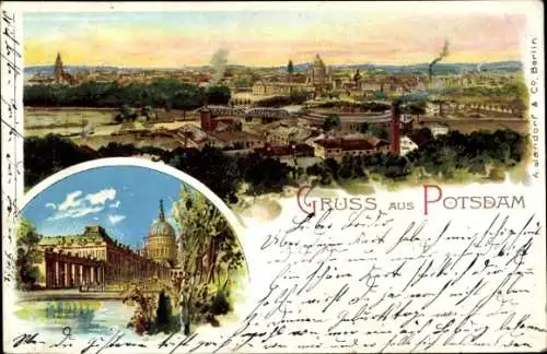 Litho Potsdam in Brandenburg, Panorama, Nikolaikirche