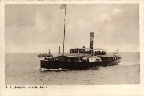 Ak Fährschiff S.S. Delphin in voller Fahrt, NDL Seebäderdienst