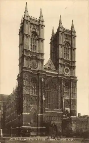 Ak City of Westminster, London, England, Westminster Abbey, Westfassade