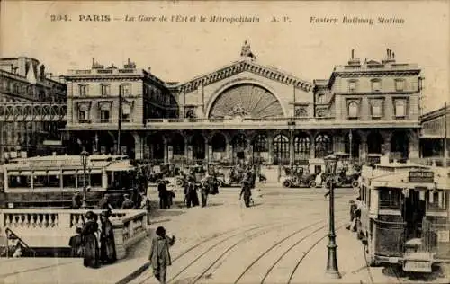 Ak Paris X, Gare de l’Est, Straßenbahn, Metro