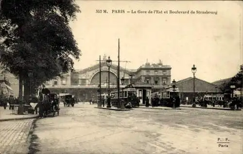 Ak Paris X, Gare de l’Est, Straßenbahnhaltestelle, Boulevard de Strasbourg