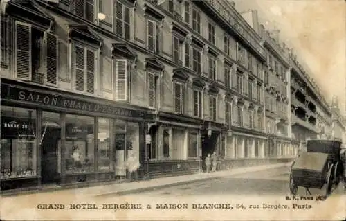 Ak Paris IX, Grand Hotel Bergere, Maison Blanche, 34, Rue Bergere, Le Salon