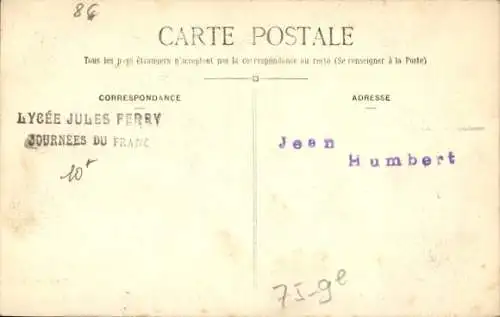 Ak Paris IX, Boulevard de Clichy, Lycée Jules-Ferry, Eingangstür