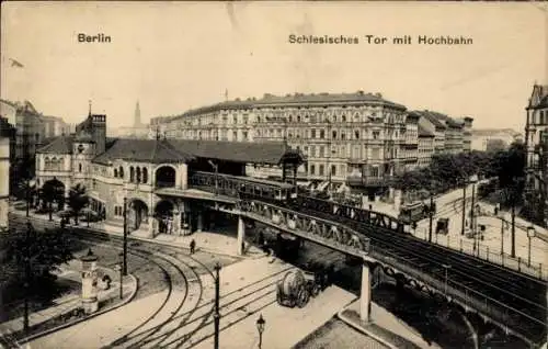 Ak Berlin Kreuzberg, Schlesisches Tor m. Hochbahn