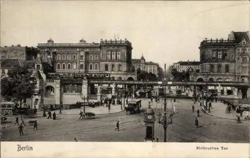 Ak Berlin Kreuzberg, Hallesches Tor, Hochbahn, Brücke