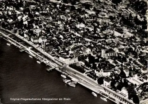 Ak Königswinter am Rhein, Gesamtansicht, Fliegeraufnahme