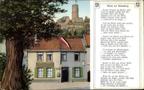 Ak Godesberg Bonn, Gasthof zum Godesberg, Inh. Schumacher, Gedicht