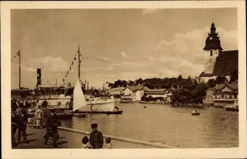 Ak Naantali Finnland, Nadendal, Hafenpartie, Kirche