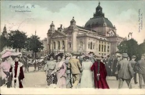 Ak Frankfurt am Main, Schauspielhaus, Passanten