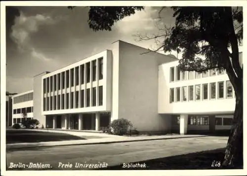 Foto Ak Berlin Zehlendorf Dahlem, Freie Universität, Bibliothek, Außenansicht