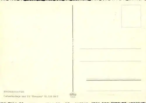 Ak Bremerhaven, Columbuskaje und TS "Bremen"