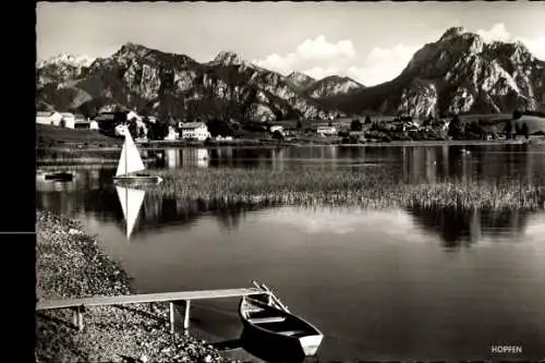 Ak Hopfen am See Füssen im Ostallgäu, Teilansicht, Hochplatte, Straußberg, Säuling