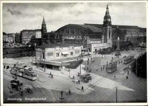 Ak Hamburg Mitte Sankt Georg, Hauptbahnhof, Straßenbahn