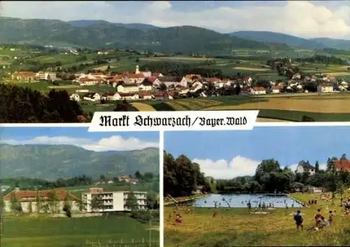 Ak Markt Schwarzach Bayrischer Wald Niederbayern, Panorama, Teilansicht, Freibad