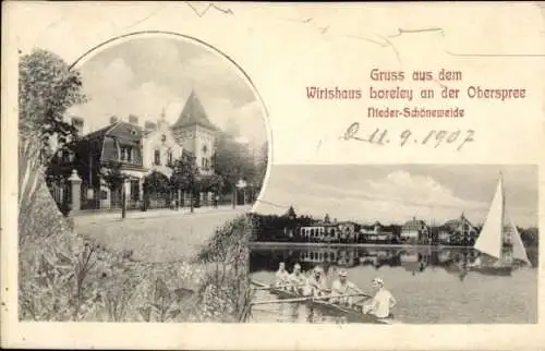 Ak Berlin Treptow Niederschöneweide, Gasthaus Loreley an der Oberspree