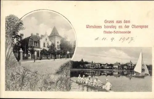 Ak Berlin Treptow Niederschöneweide, Gasthaus Loreley an der Oberspree